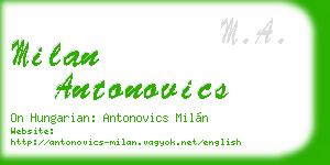 milan antonovics business card